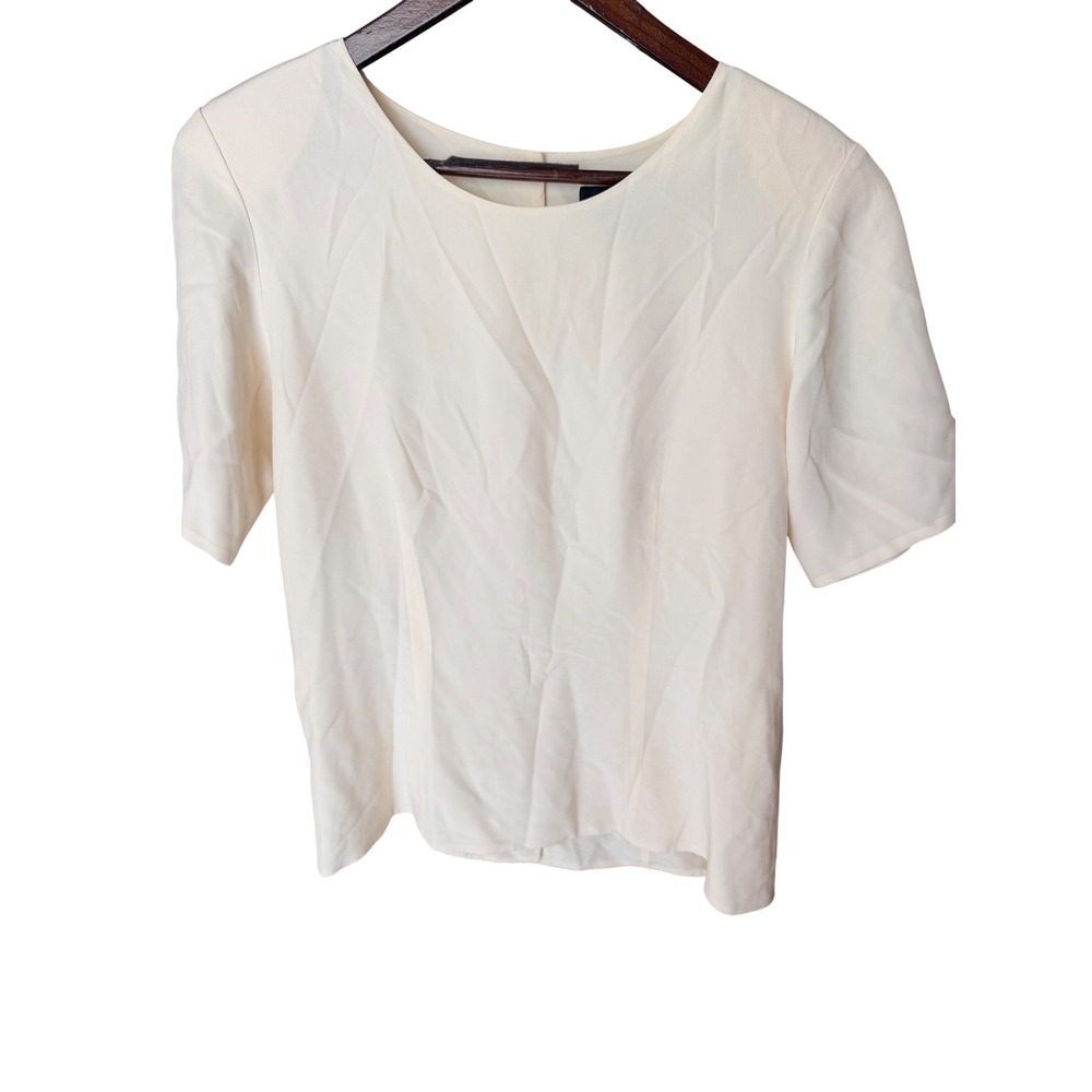 Classiques Entier Silk Button Back Short Sleeve Blouse Cream Size S